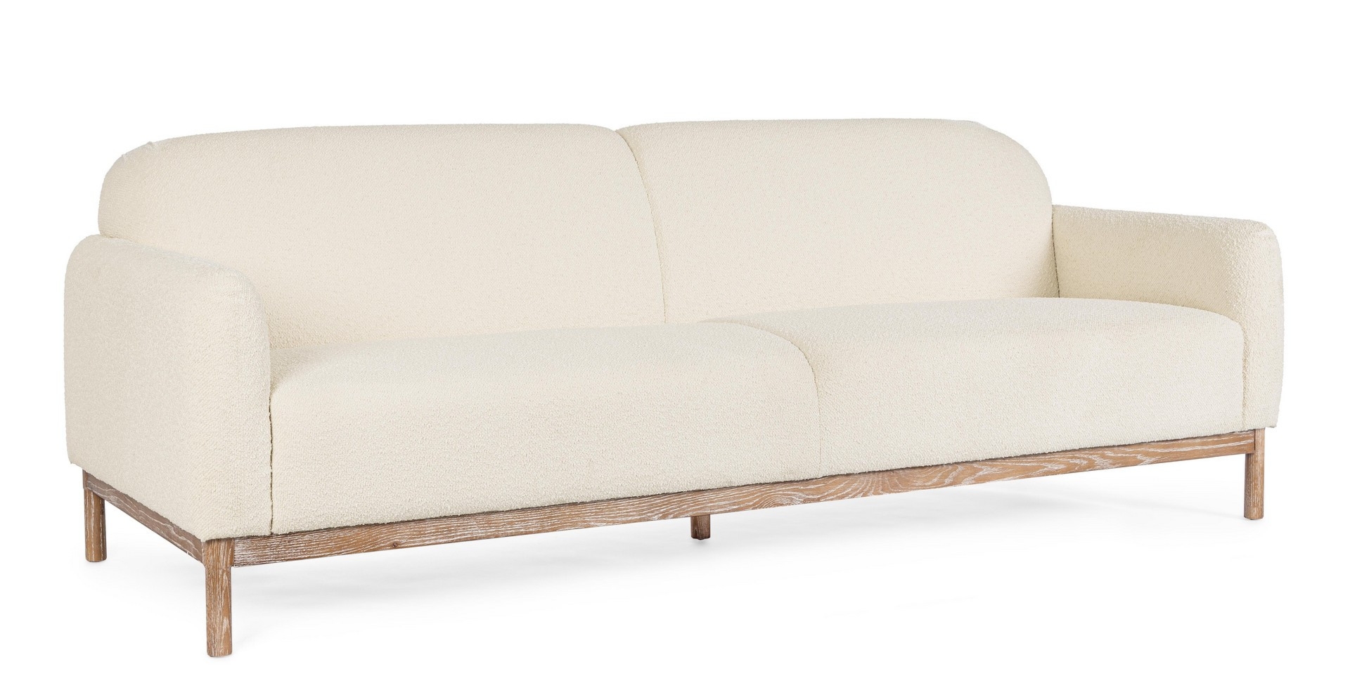 Sofa Detroit naturalny 232x87x82cm tkanina bouclé PET PU drewno jesion Bizzotto
