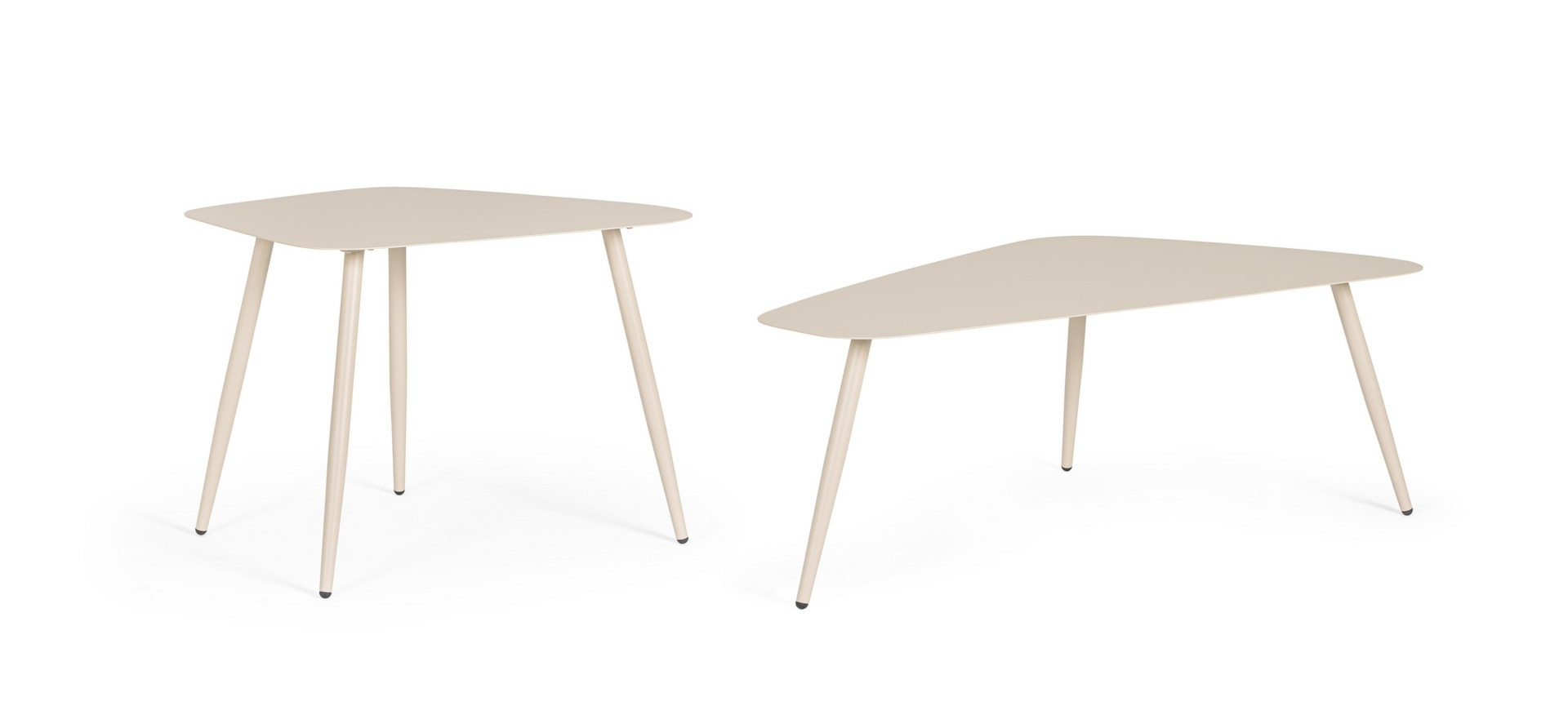 Zestaw 2 stolików YVONNE szampański 54.5x52,5 stalowych Bizzotto