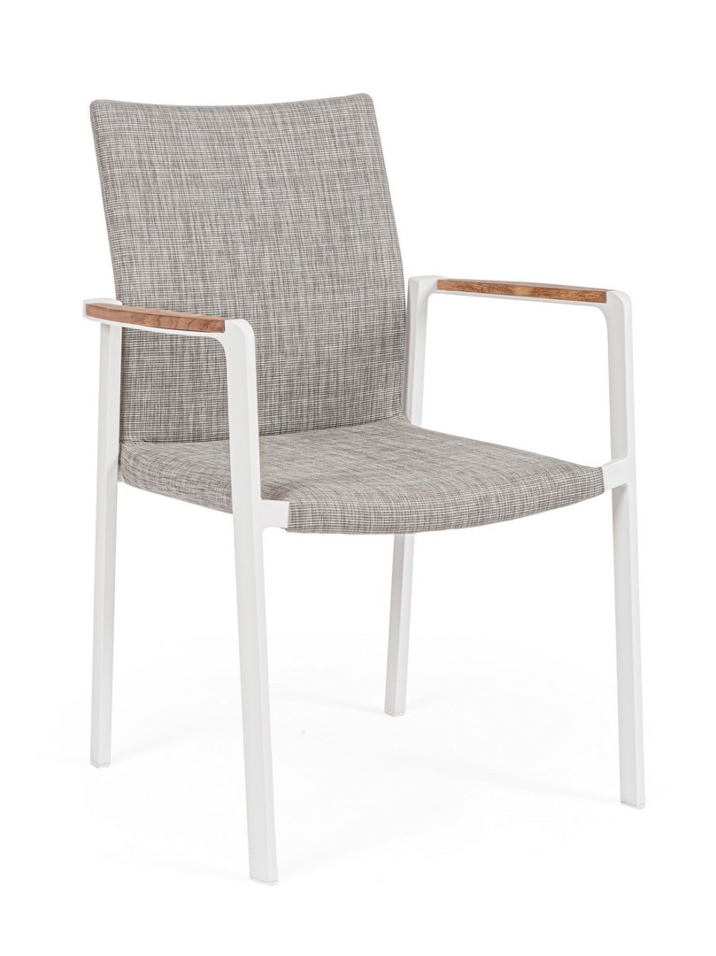 Krzesło ogrodowe JALISCO białe 59x60.5 olefin drewno teak Bizzotto