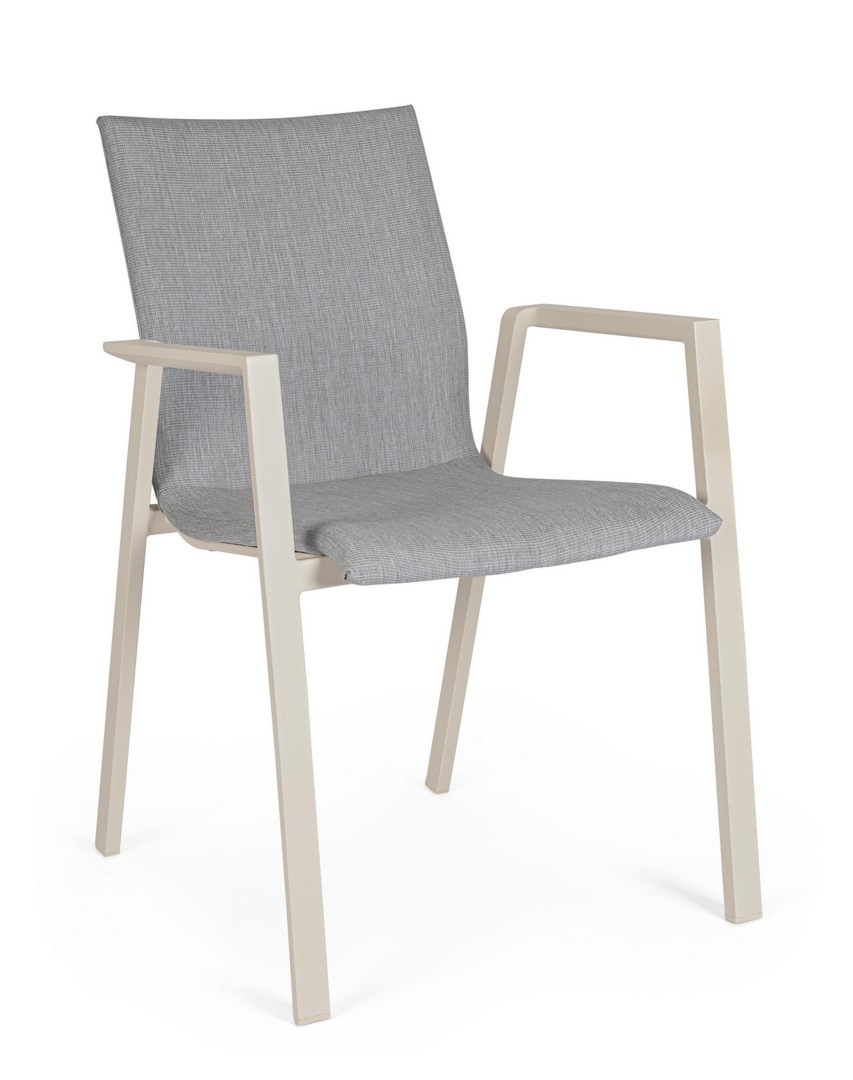 Krzesło ogrodowe ODEON beżowe 55.5x60 aluminiowe Bizzotto