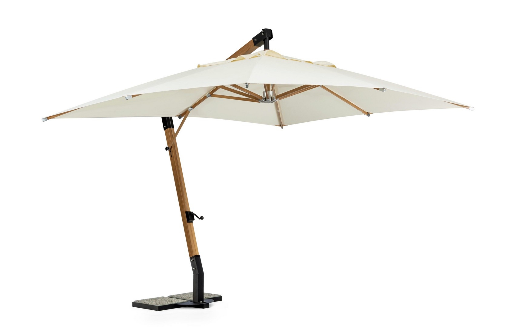 Drewniany wiszący parasol ogrodowy CAPUA ecri 400x300 z drewna teak Bizzotto