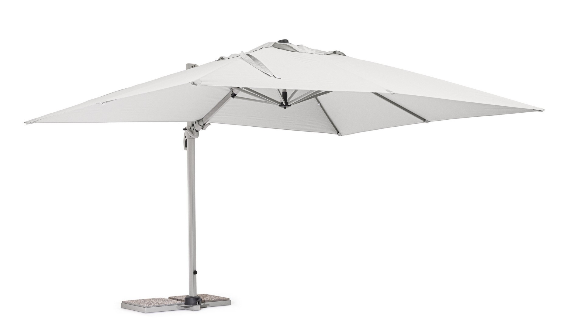 Parasol z nogą boczną SARAGOZZA złamana biel 400x300 aluminiowy Bizzotto