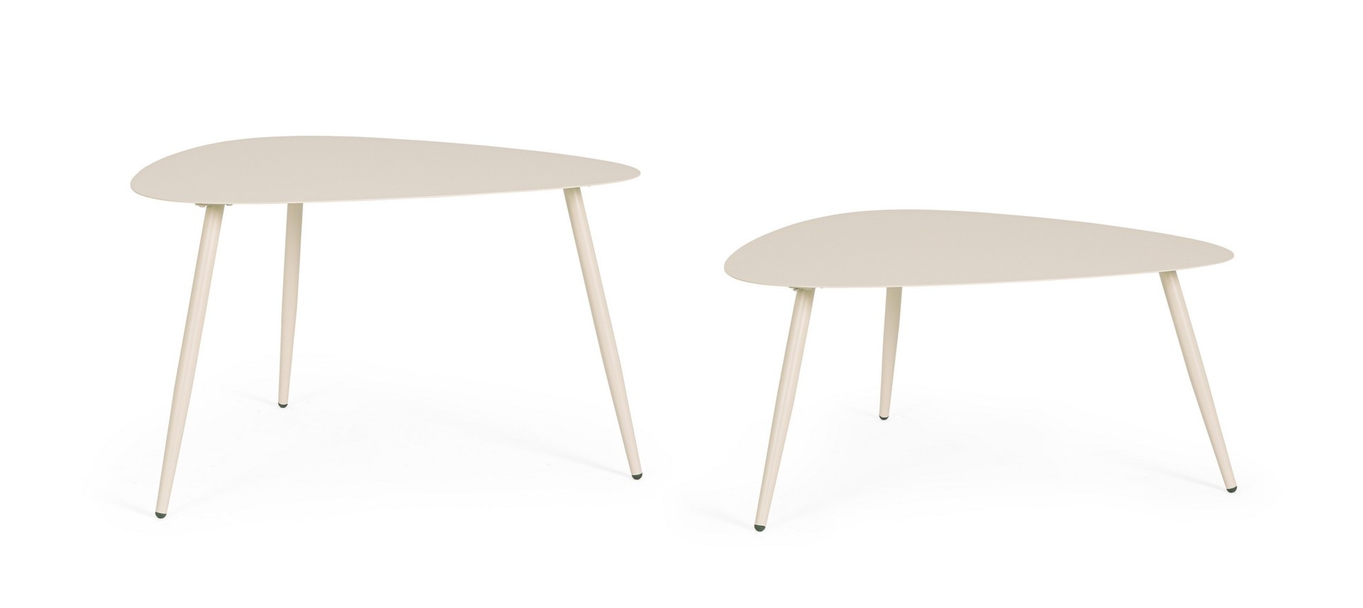 Zestaw 2 stolików YVONNE szampański 77.5x73.5 stalowych Bizzotto