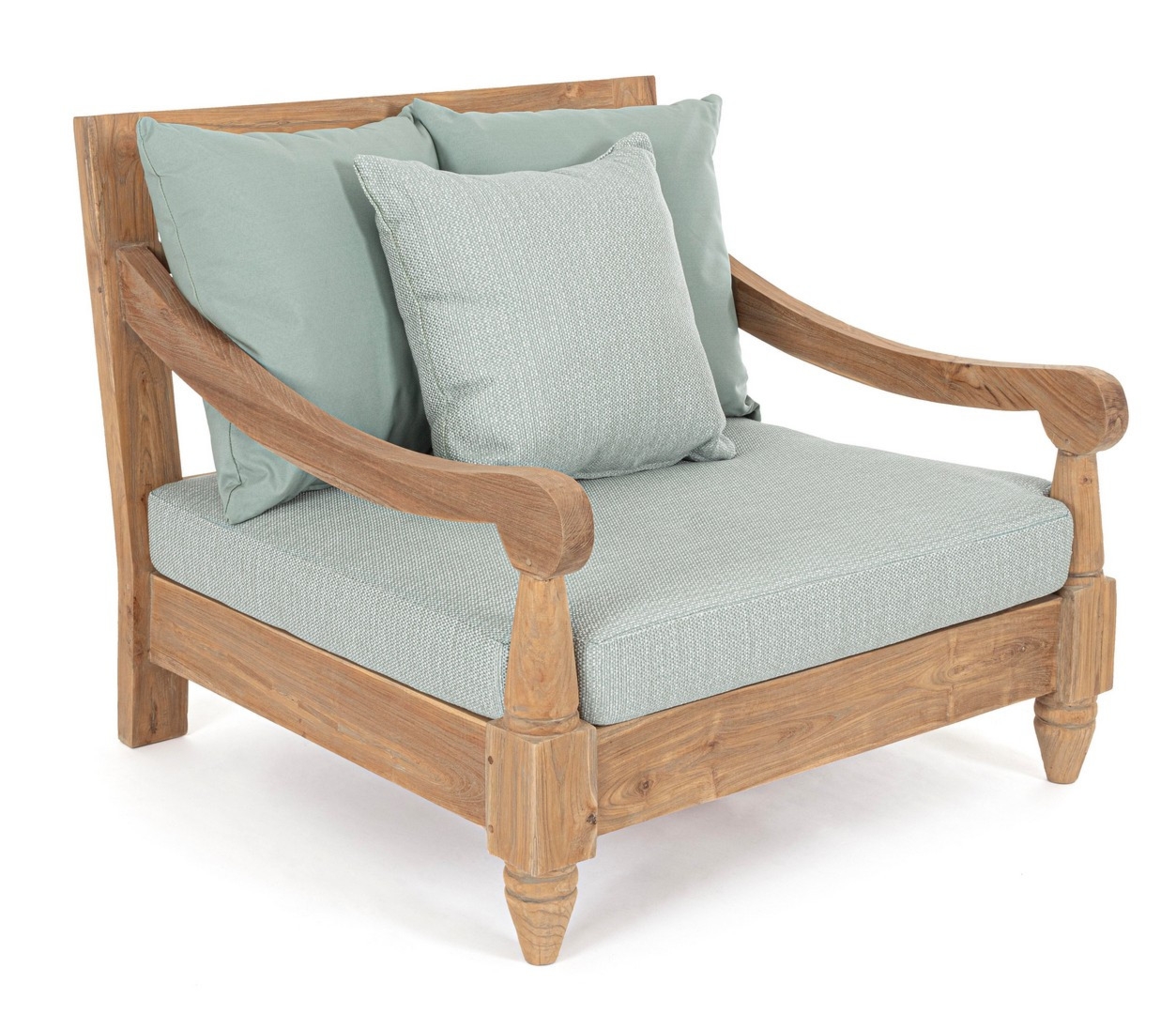 Fotel ogrodowy BALI niebiesko zielony 90x90 drewno teak Bizzotto