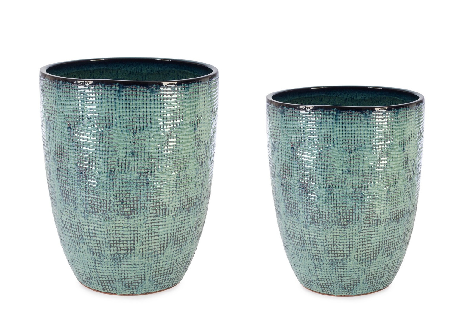 Zestaw wazonów SAWAN niebiesko-zielona Ø30,Ø43 z terakoty Bizzotto