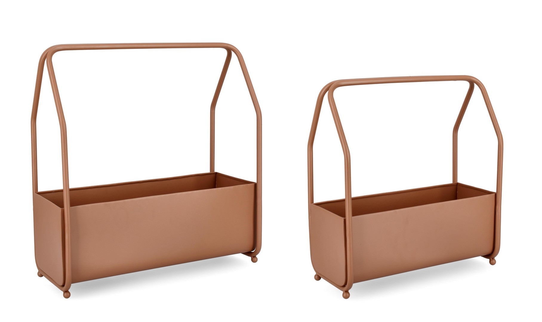 Zestaw 2 podstawek na kwiaty KEYRA brązowy 41x21x47h, 52x22,5x52h stalowych Bizzotto