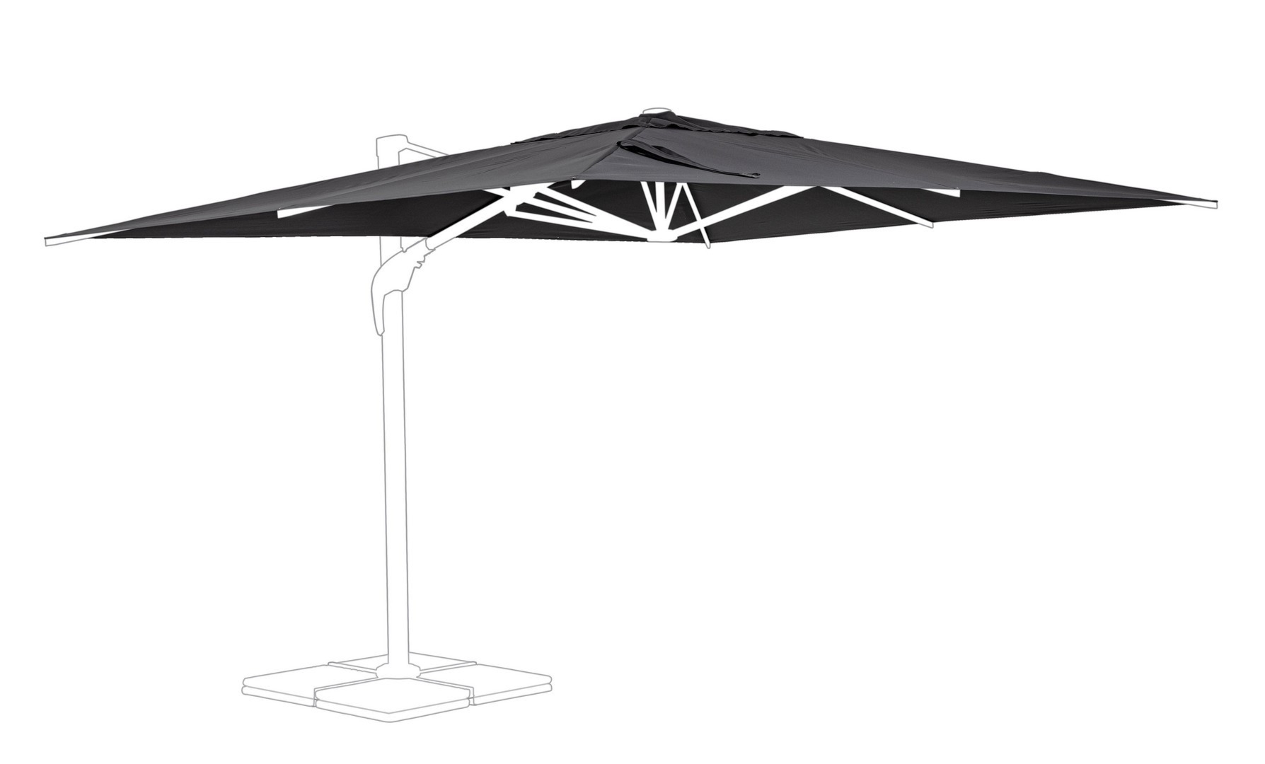 Poszycie do parasola ARIES ARIES ciemno-szary 400x300 z poliamidu Bizzotto