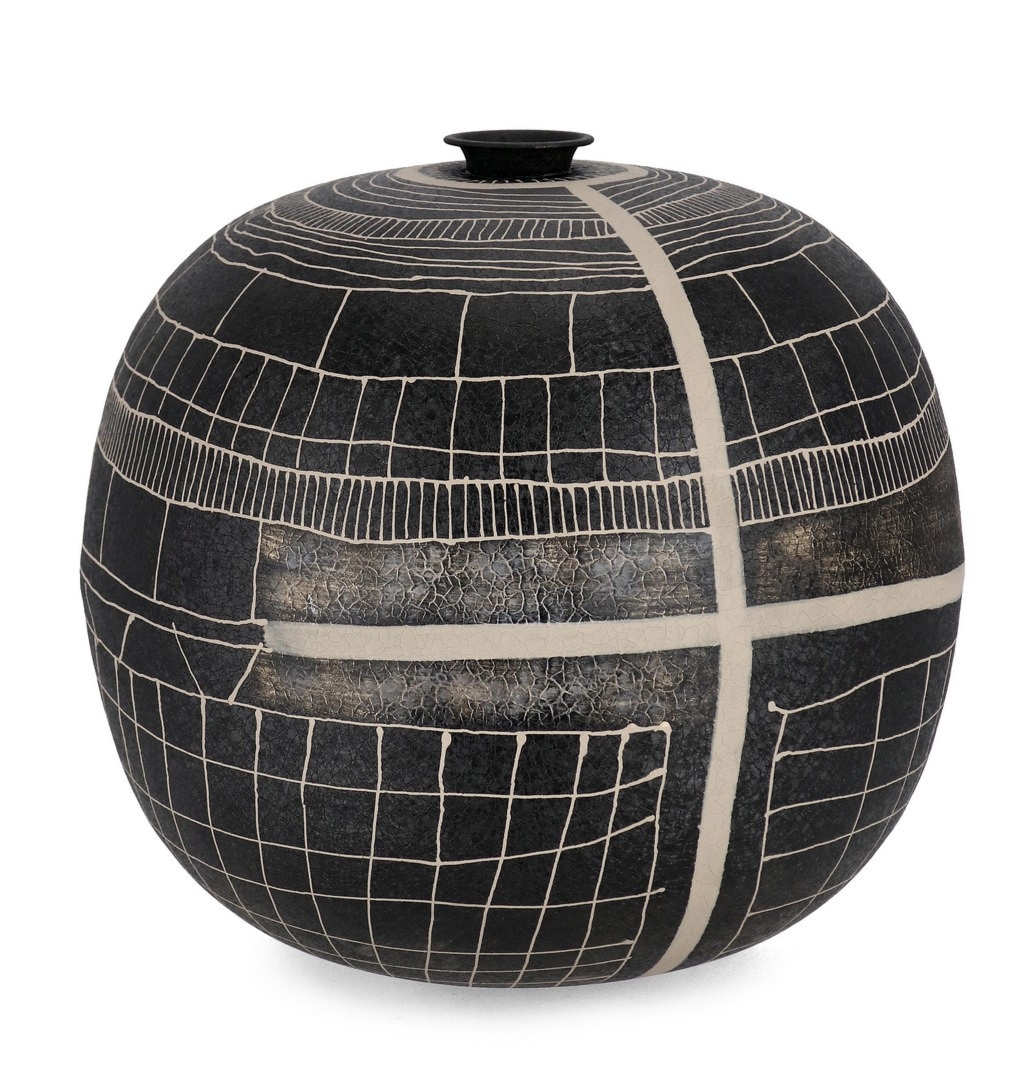 Butelka ręcznie wykonana SIVA czarna Ø39 ze szkła Bizzotto