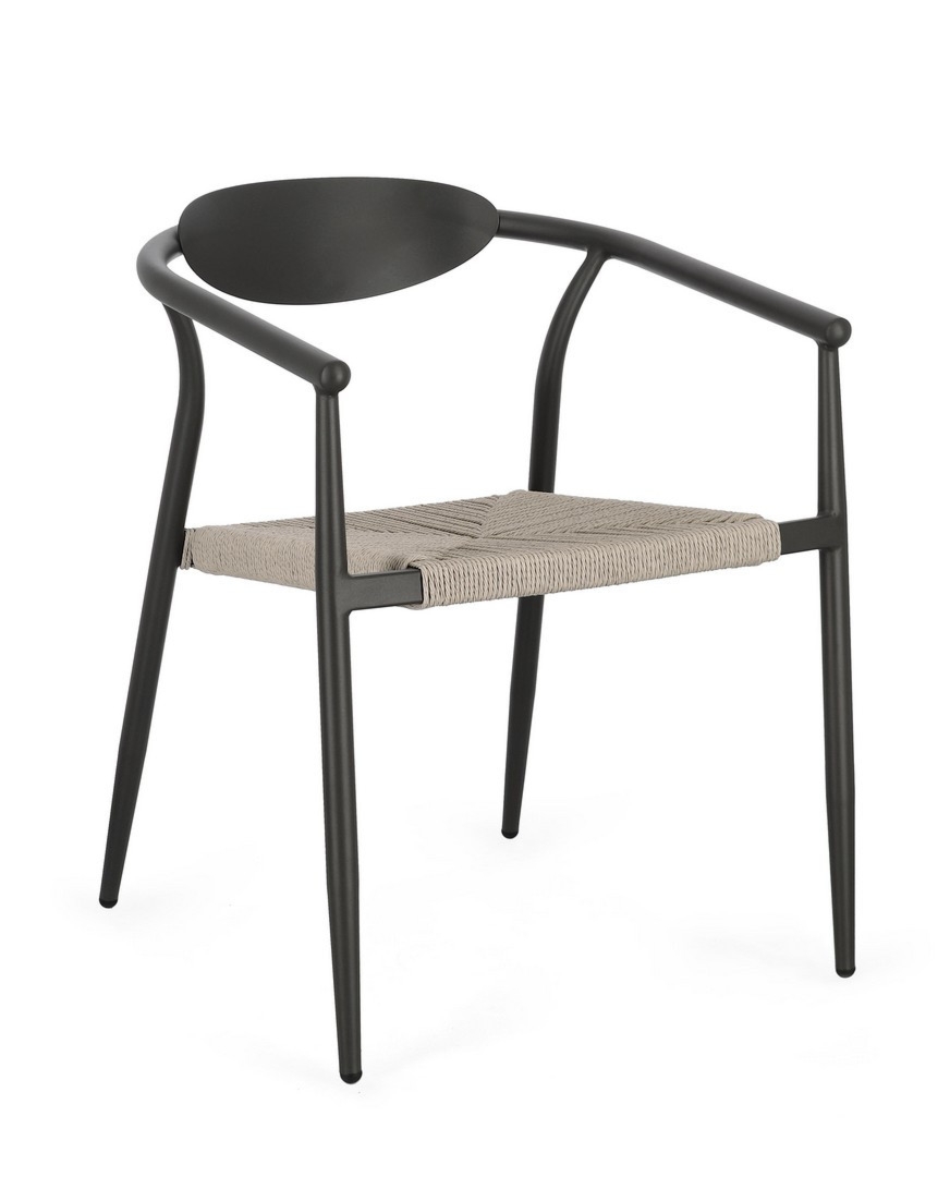 Krzesło ogrodowe LINARES antracyt-beż 56x61 aluminiowe Bizzotto