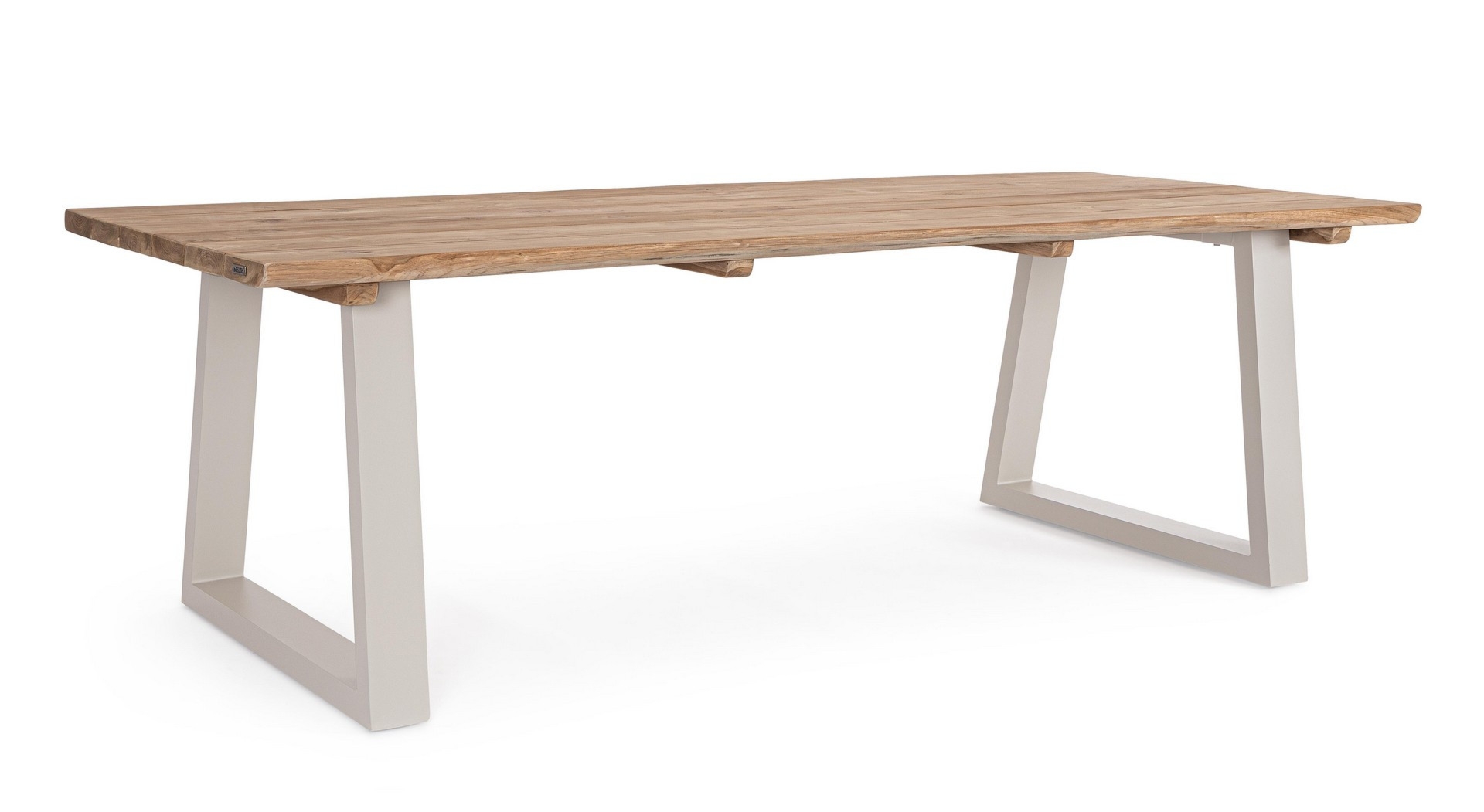 Stół ogrodowy LEGEND jedwabisty 240x100 aluminiowy z blatem z drewna tekowego Bizzotto