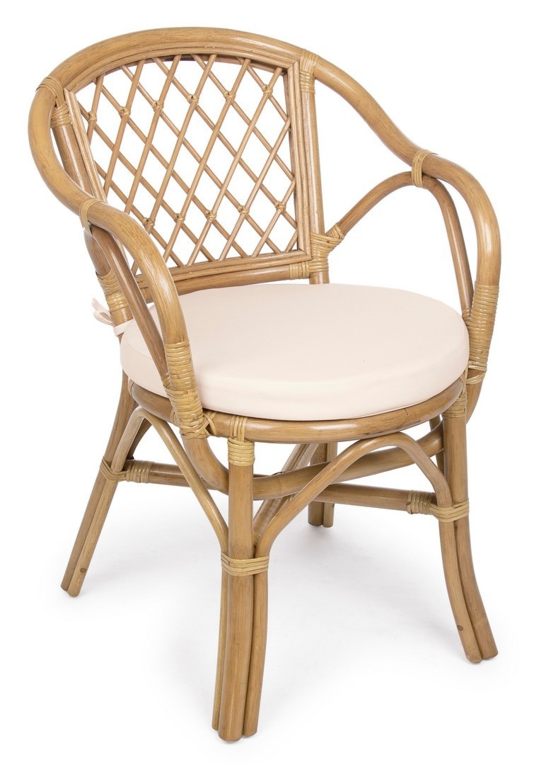 Krzesło ogrodowe NEW kremowe 54,5x60 z naturalnego rattanu Bizzotto