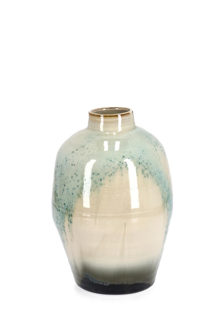 Wazon wykonany ręcznie COIRA beżowo-niebieski Ø22 z terakoty Bizzotto