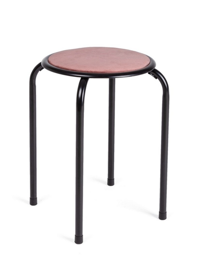 Pufa Amal pudrowy róż 30x30x45cm welwet PET stal Bizzotto