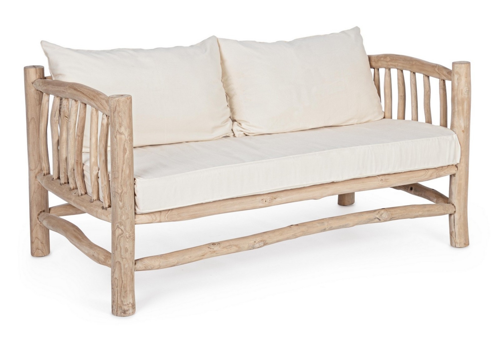 Sofa SAHEL naturalny 140x75x80cm drewno tekowe tkanina polikotton Bizzotto