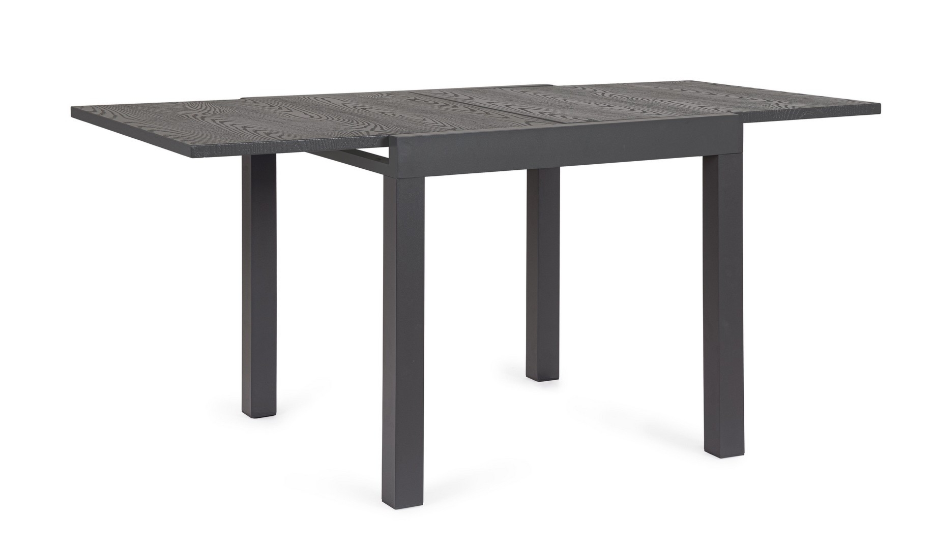Stół ogrodowy rozkładany CLIV czarny 80/160x80 aluminiowy z efektem drewna Bizzotto