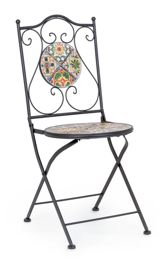 Krzesło ogrodowe NAXOS czarne 39x47 stalowe z ceramiką Bizzotto