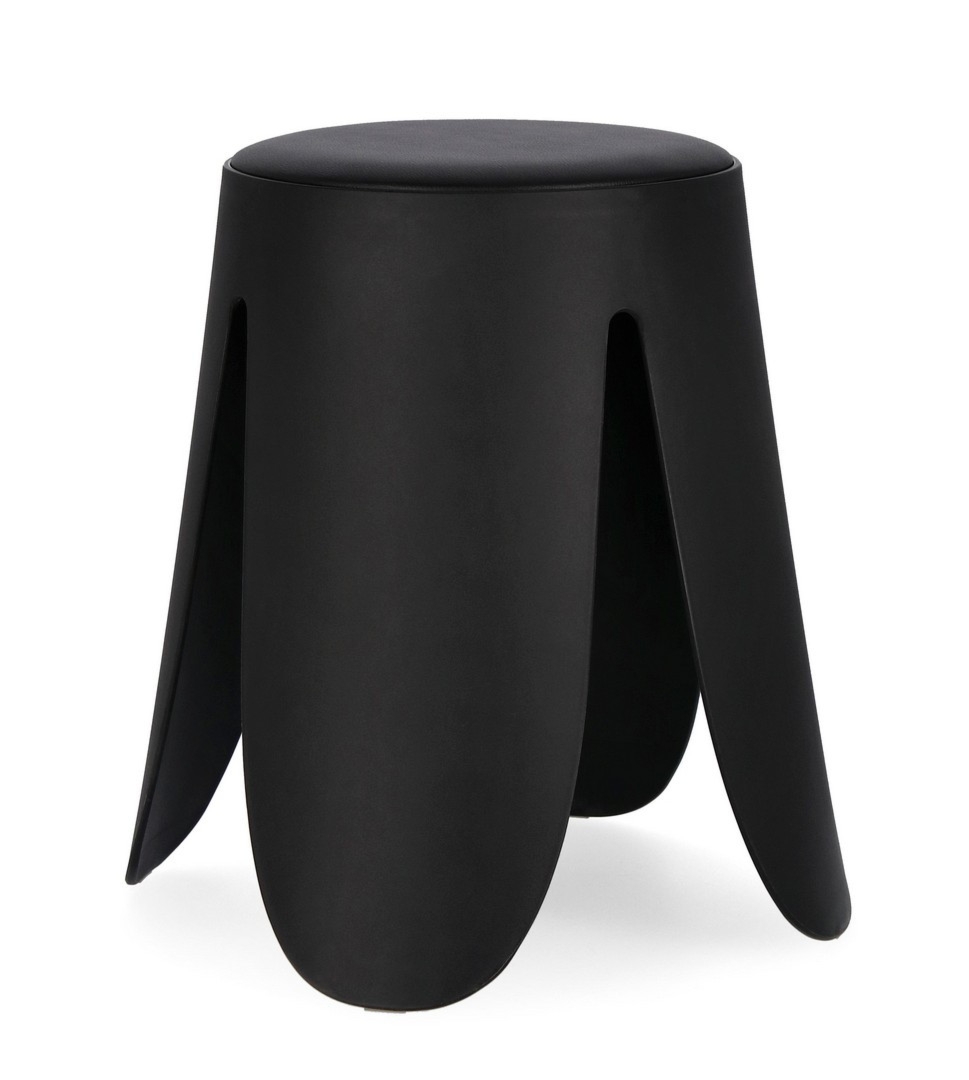 Stołek Imogen czarny Ø37x47cm PP i PU Bizzotto
