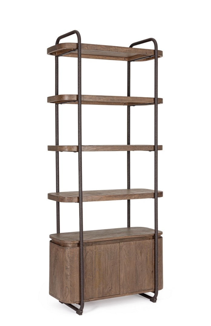 Regał Elswick naturalny 90x45x210cm drewno mango i stal Bizzotto