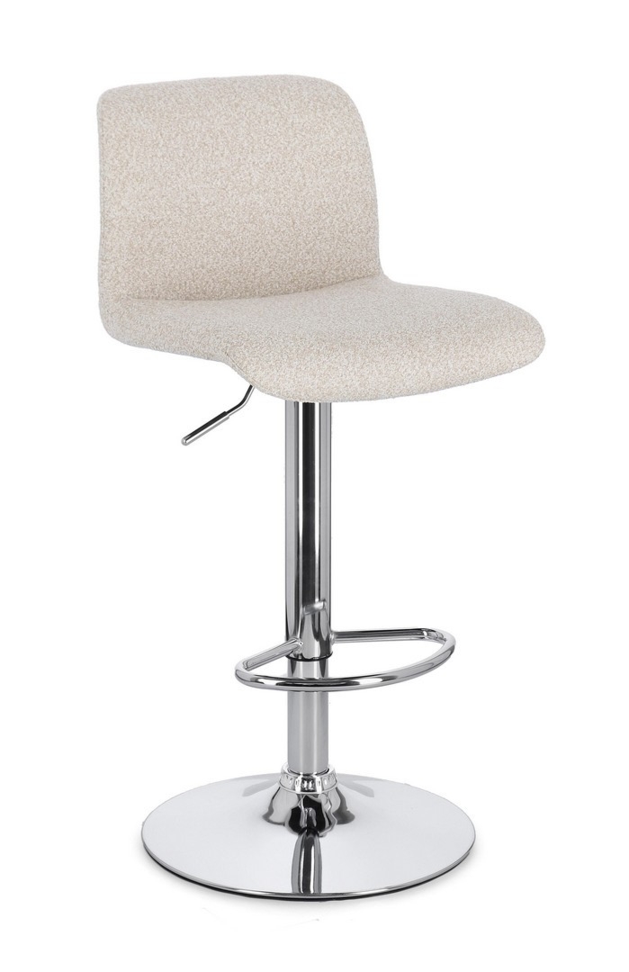 Hoker Rafael chrom-beżowy Ø41x86-107cm stal chromowana PU PET Bizzotto