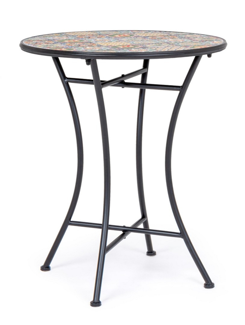 Stół ogrodowy NAXOS czarny Ø60 stalowy z blatem ceramicznym Bizzotto