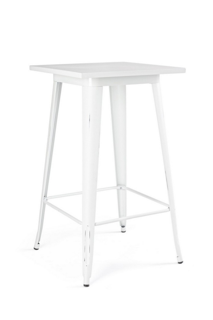 Stół Minnesota antyczna biel 60x60x103cm stal epoksydowa Bizzotto