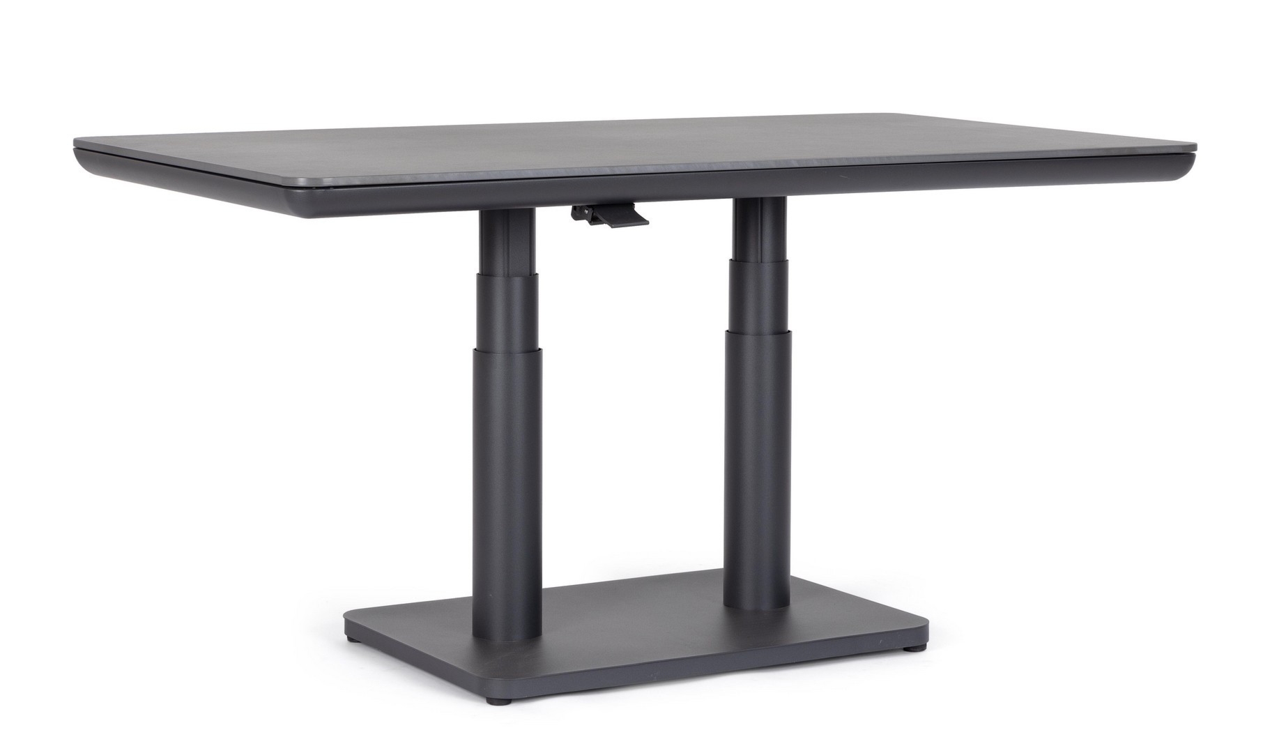 Stół z regulacją wysokości MIGUEL antracytowy 140x80 aluminiowy z blatem ze spieku kwarcowego Bizzotto