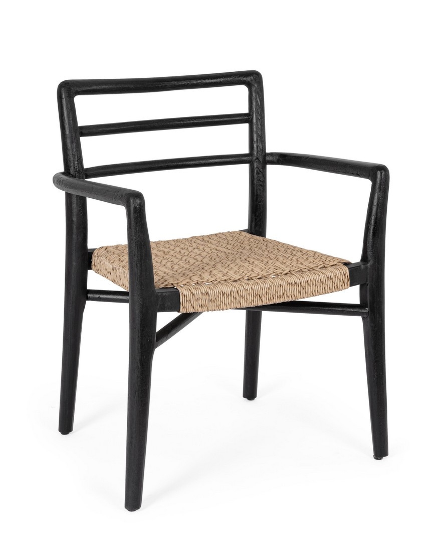 Krzesło ogrodowe LETICIA czarne 62x53 drewno teak Bizzotto