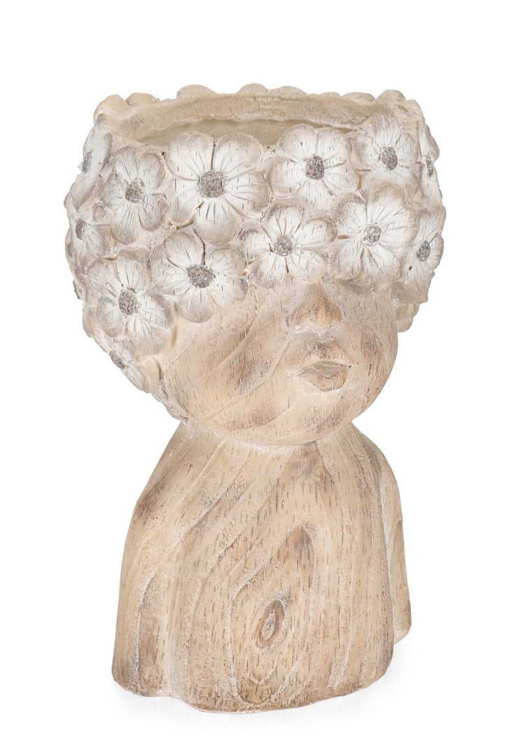 Donica z kwiatową twarzą BLOSSY Ø24 z magnezu Bizzotto