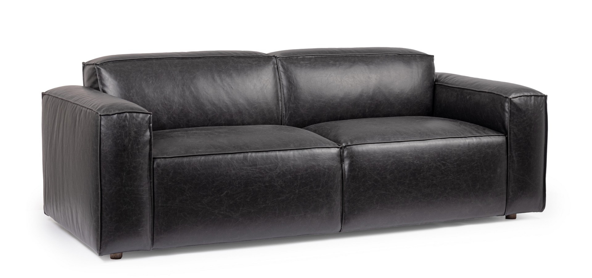 Sofa Joseph brązowa 216x94x77cm drewno jesionowe, PU, imitacja skóry Bizzotto