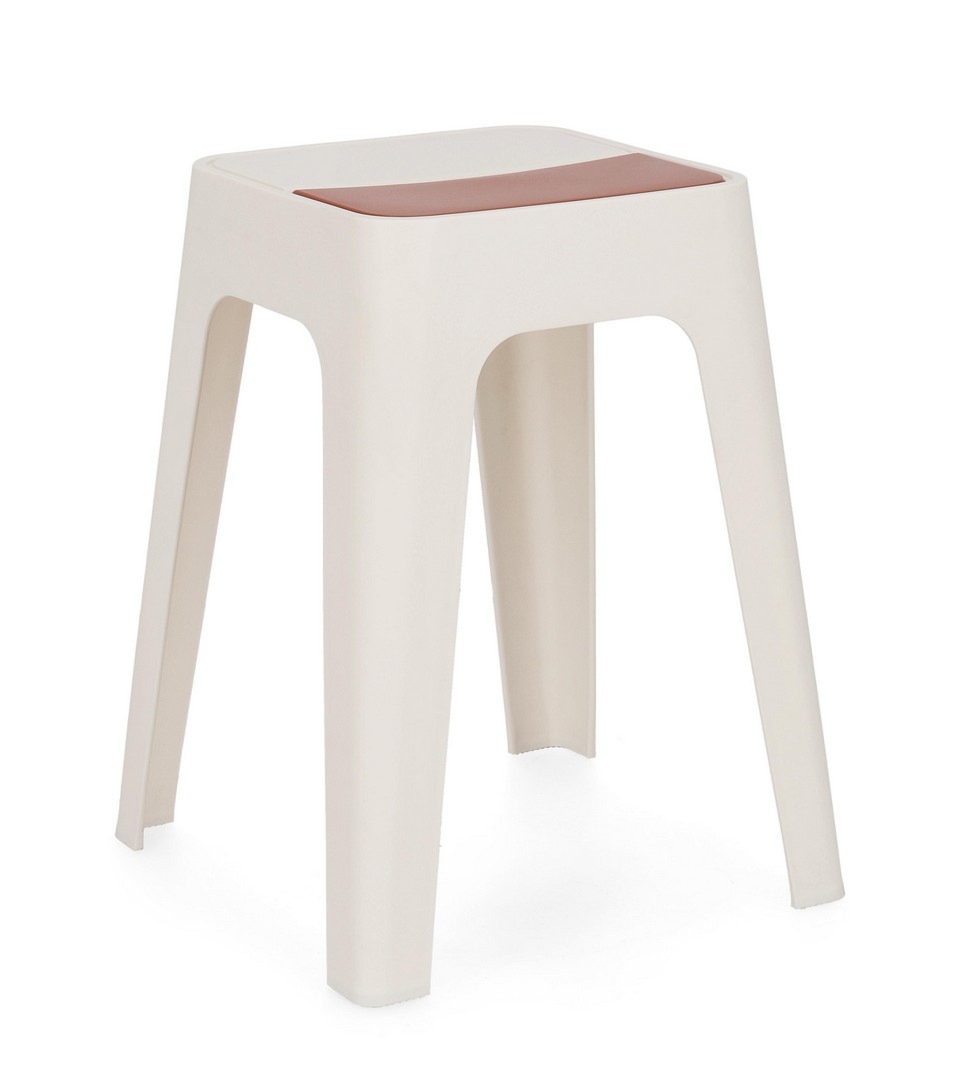 Taboret Hobbit biały 36.5x36.5x46.5cm polipropylen Bizzotto