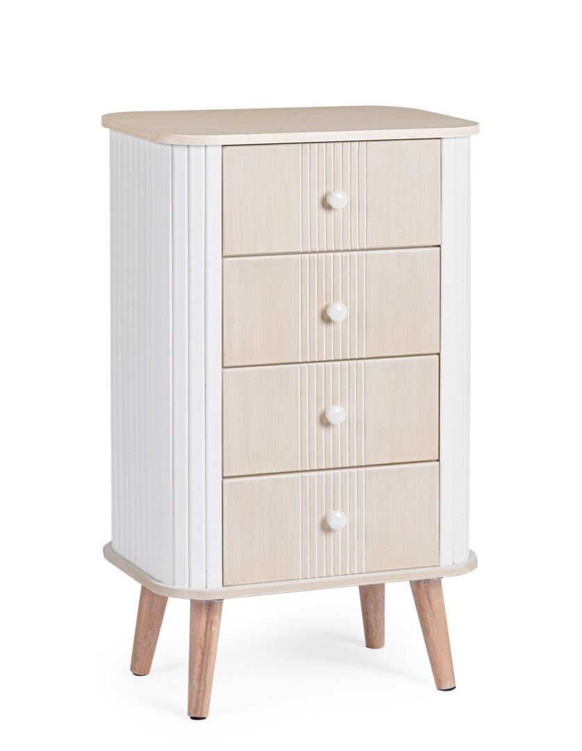 Komoda Vesly biało-beżowa 45x30x75,5cm MDF sosna stal Bizzotto