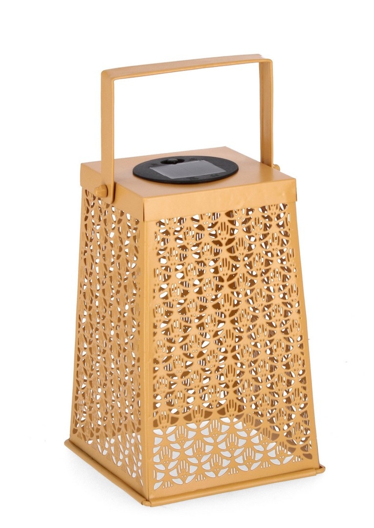 Latarnia solarna SAMIR żółta 14x14x20h stalowa Bizzotto