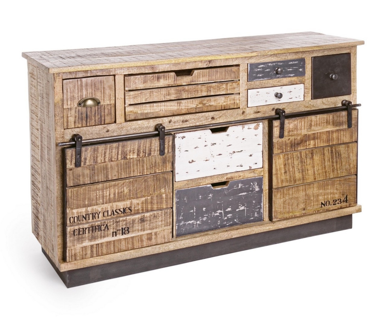 Kredens Tudor mango 125x37x80cm rama z mango, stal baza Bizzotto