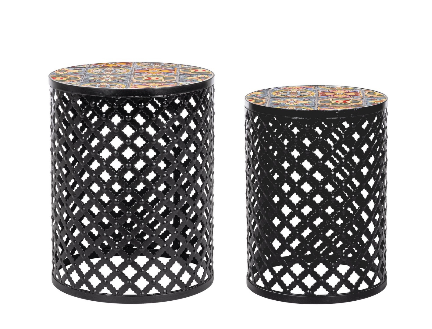 Zestaw 2 stolików NAXOS Ø30,Ø35 stalowych z blatem ceramicznym Bizzotto