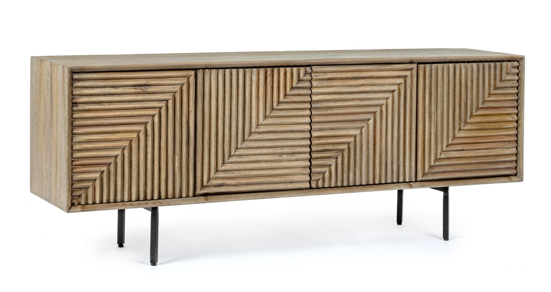 Szafka RTV Darsey mango 140x32.5x53cm drewno mango, MDF, stal Bizzotto