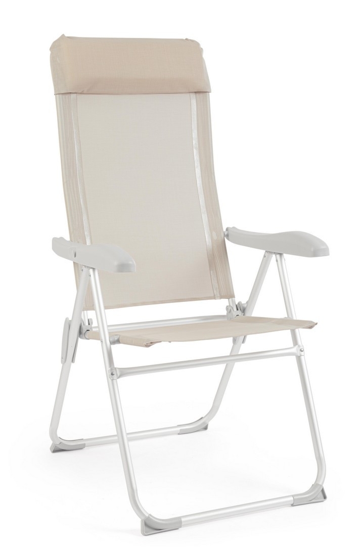 Krzesło kempingowe z wysokim oparciem CAYO szary 57x65 z anodowanego aluminium Bizzotto