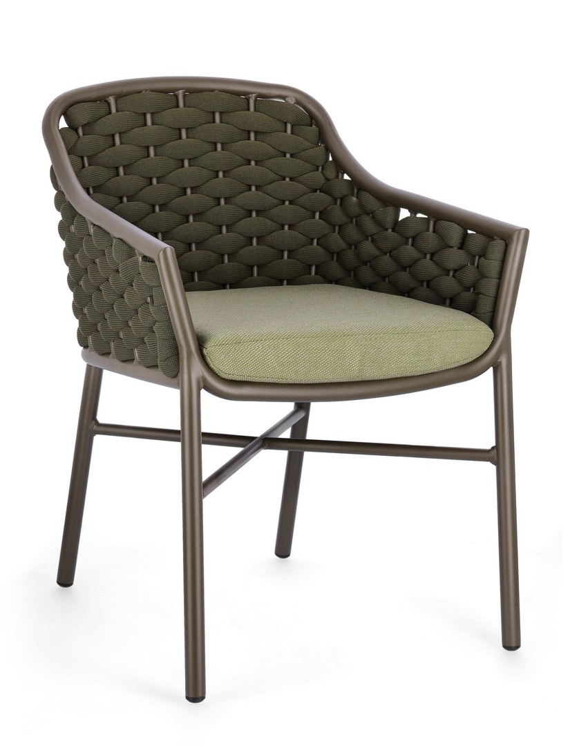 Krzesło ogrodowe EVERLY oliwkowe 61x60 aluminiowe z liną textiline Bizzotto