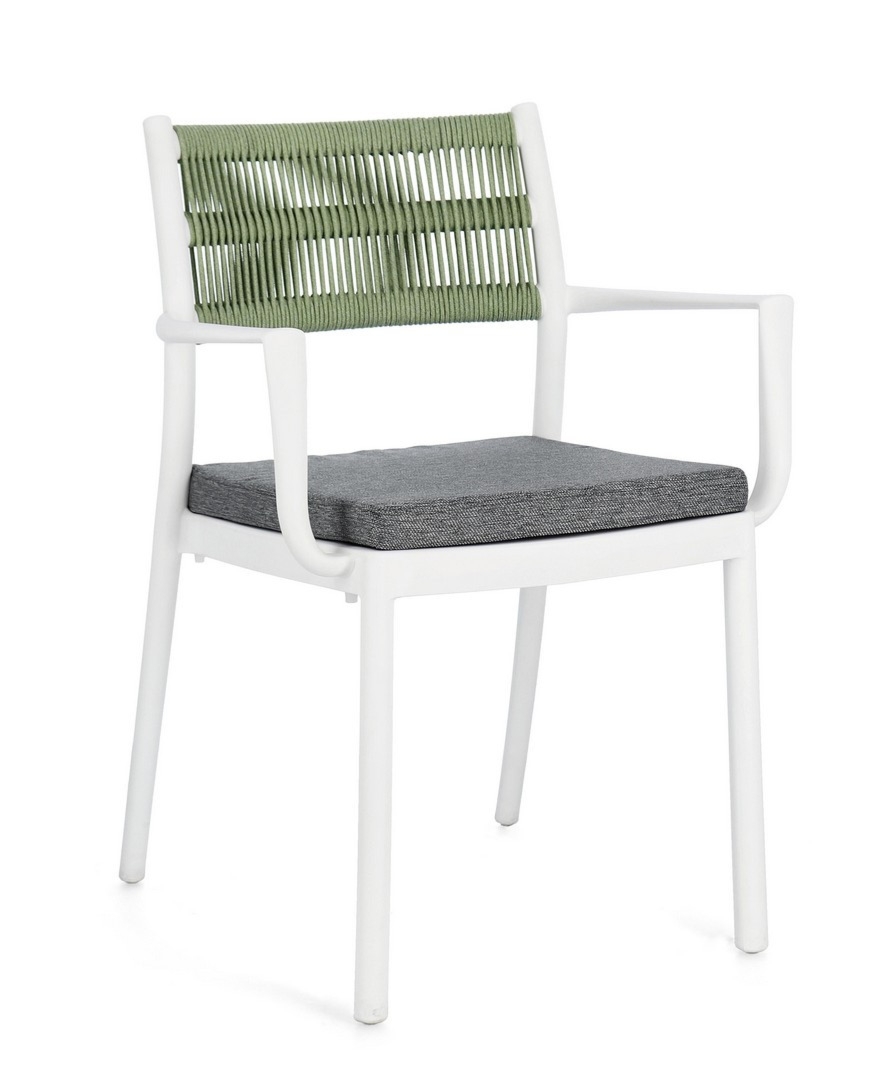 Krzesło ogrodowe ALVIN białe / zielone 59.5x52.5 z polipropylenu Bizzotto