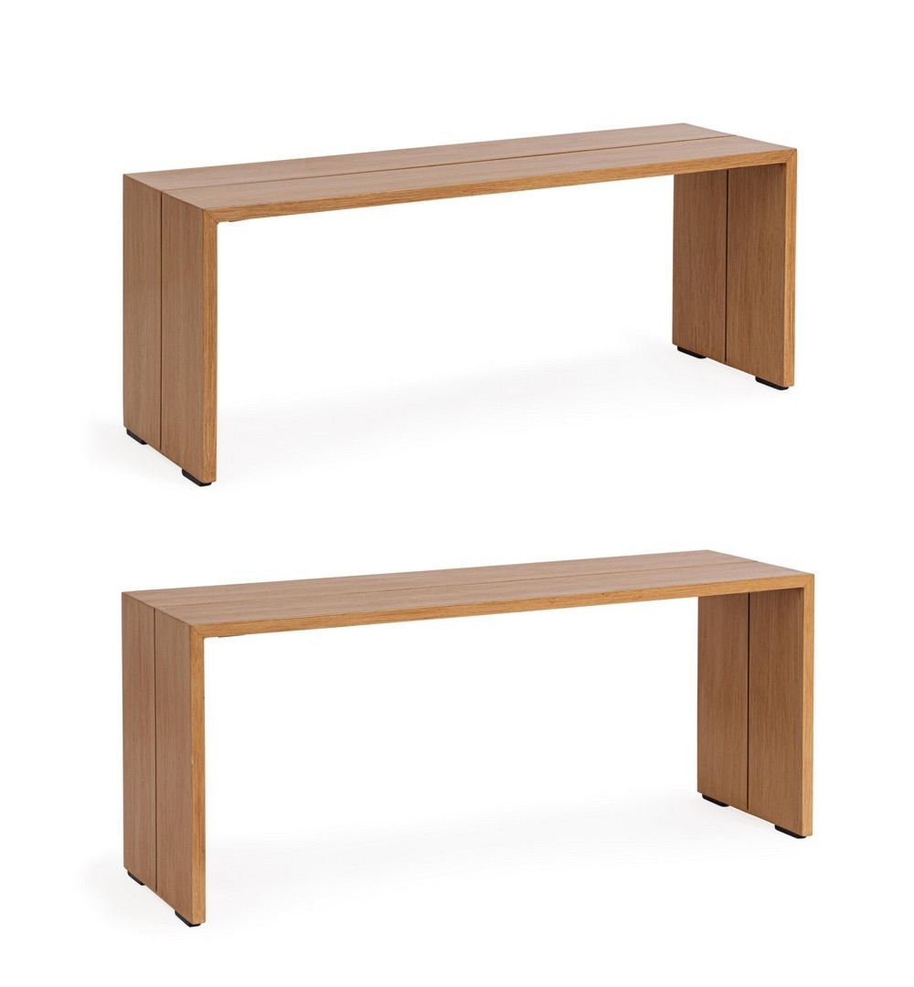 Zestaw 2 stolików PIPER 98x30.5 aluminiowe z efektem drewna Bizzotto