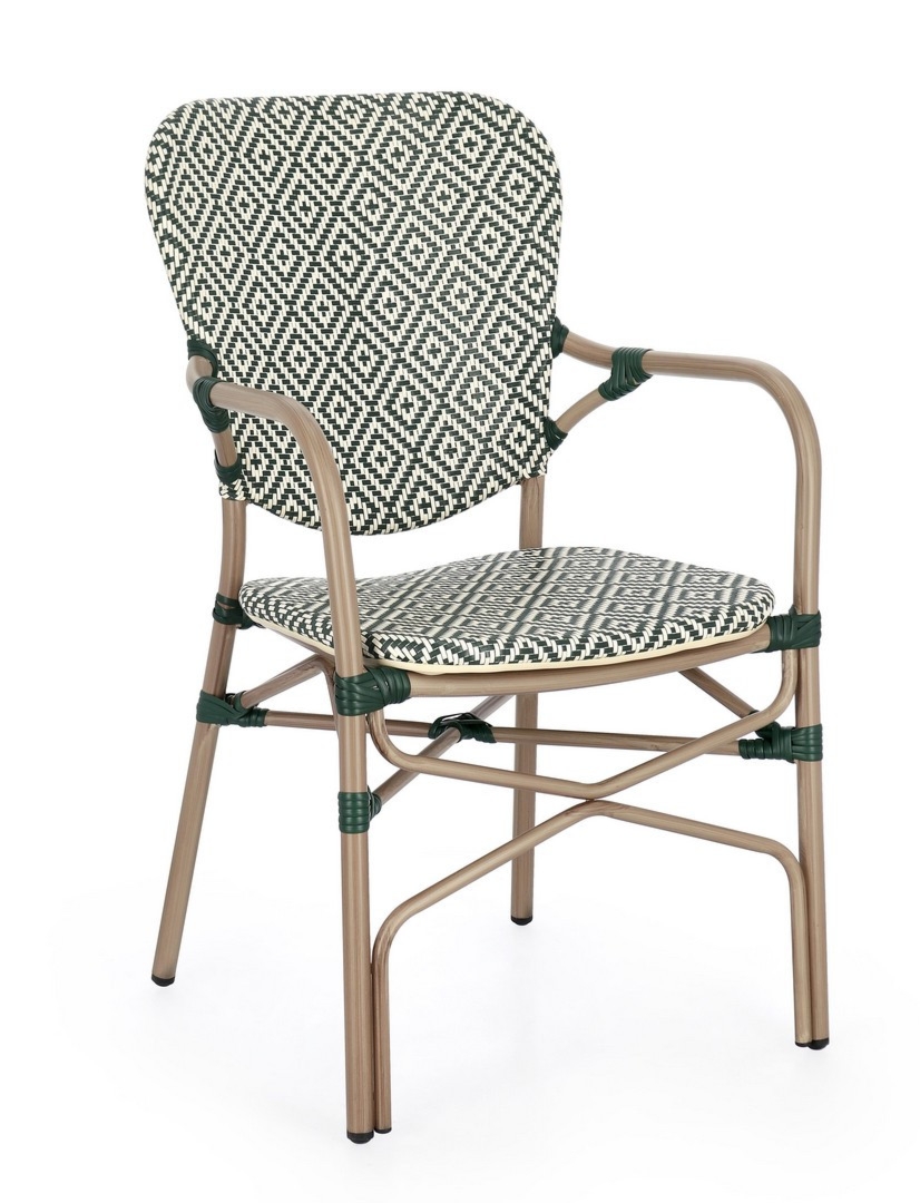 Krzesło ogrodowe CADEIRA zielone 55x62 aluminiowe z efektem drewna Bizzotto