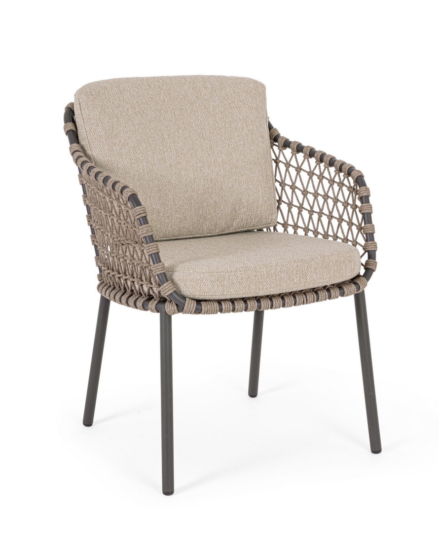 Krzesło ogrodowe IVISSA antracyt/beż 62x67 stalowe z poduszką olefinową Bizzotto