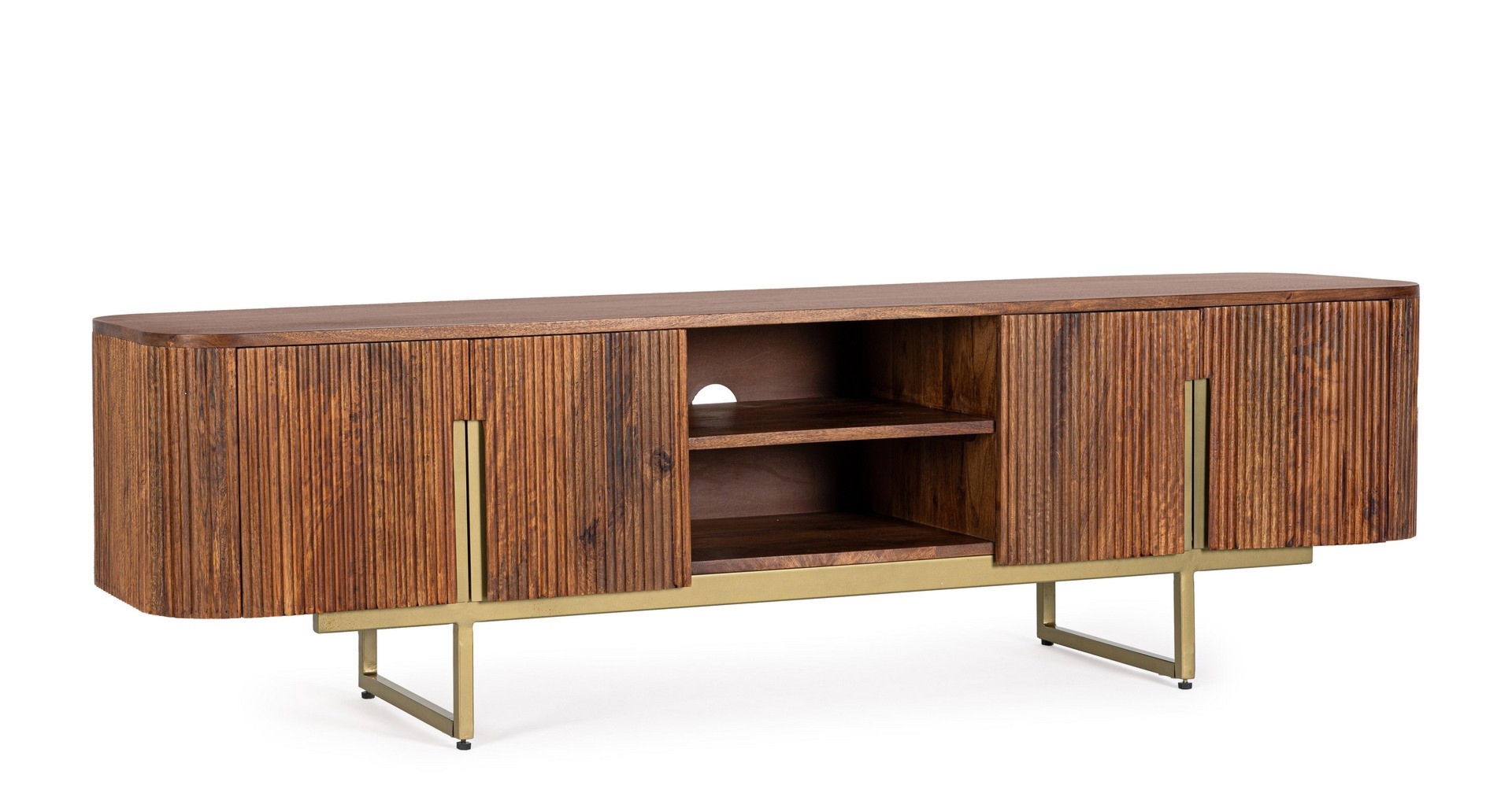 Szafka RTV Vilas brązowa 180x40x45 cm drewno mango, MDF, stal Bizzotto