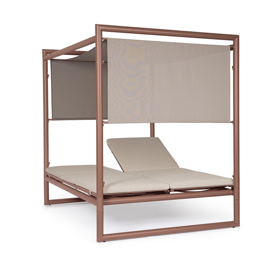 Łóżko ogrodowe z baldachimem KONNOR miedziany 149x213 aluminiowe Bizzotto