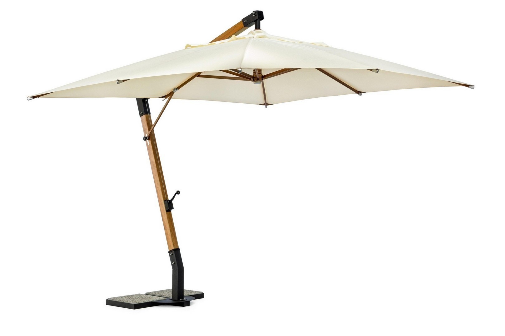 Drewniany wiszący parasol ogrodowy CAPUA ecri 400x300 z drewna teak Bizzotto