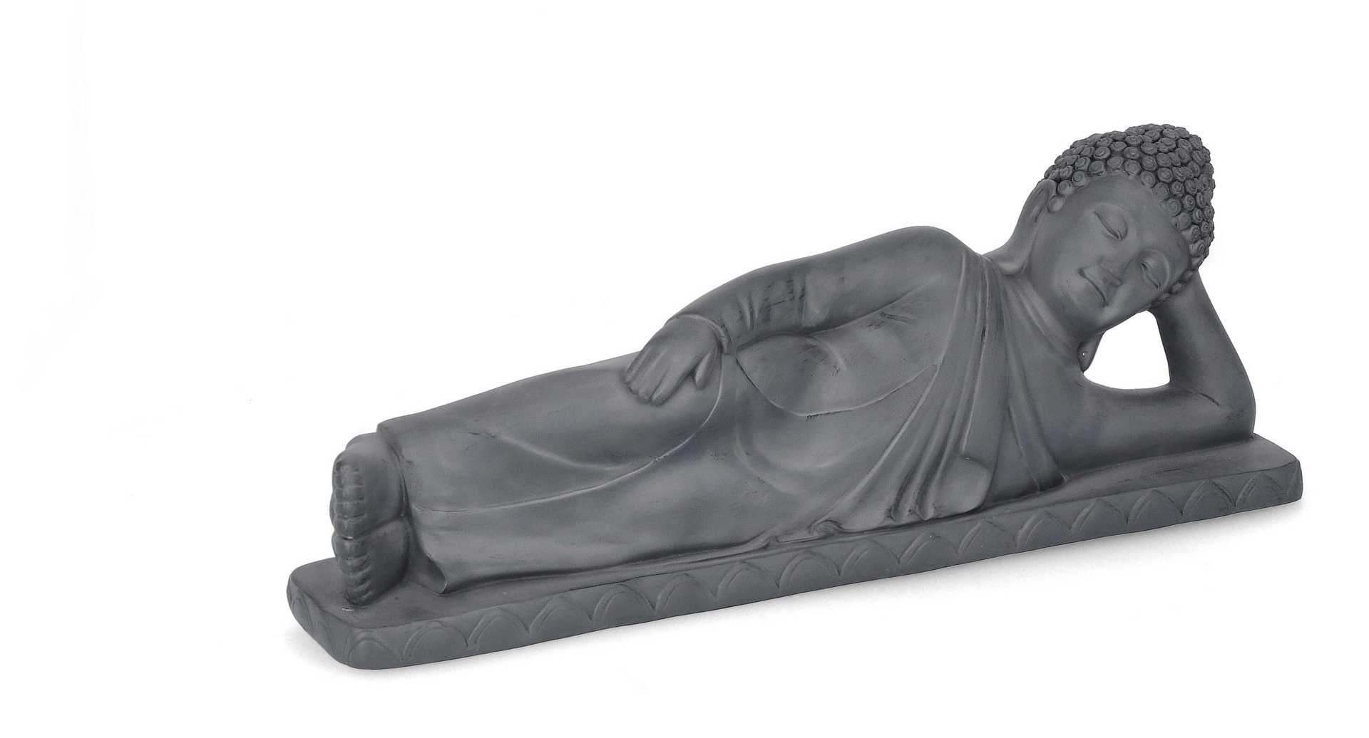 Dekoracja leżący Budda PATTAYA antracytowa 75,5x17 z włókna szklanego i gliny Bizzotto