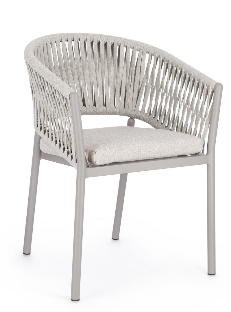 Krzesło ogrodowe FLORENCIA beżowe 57x60 aluminiowe z liną tetoronową Bizzotto