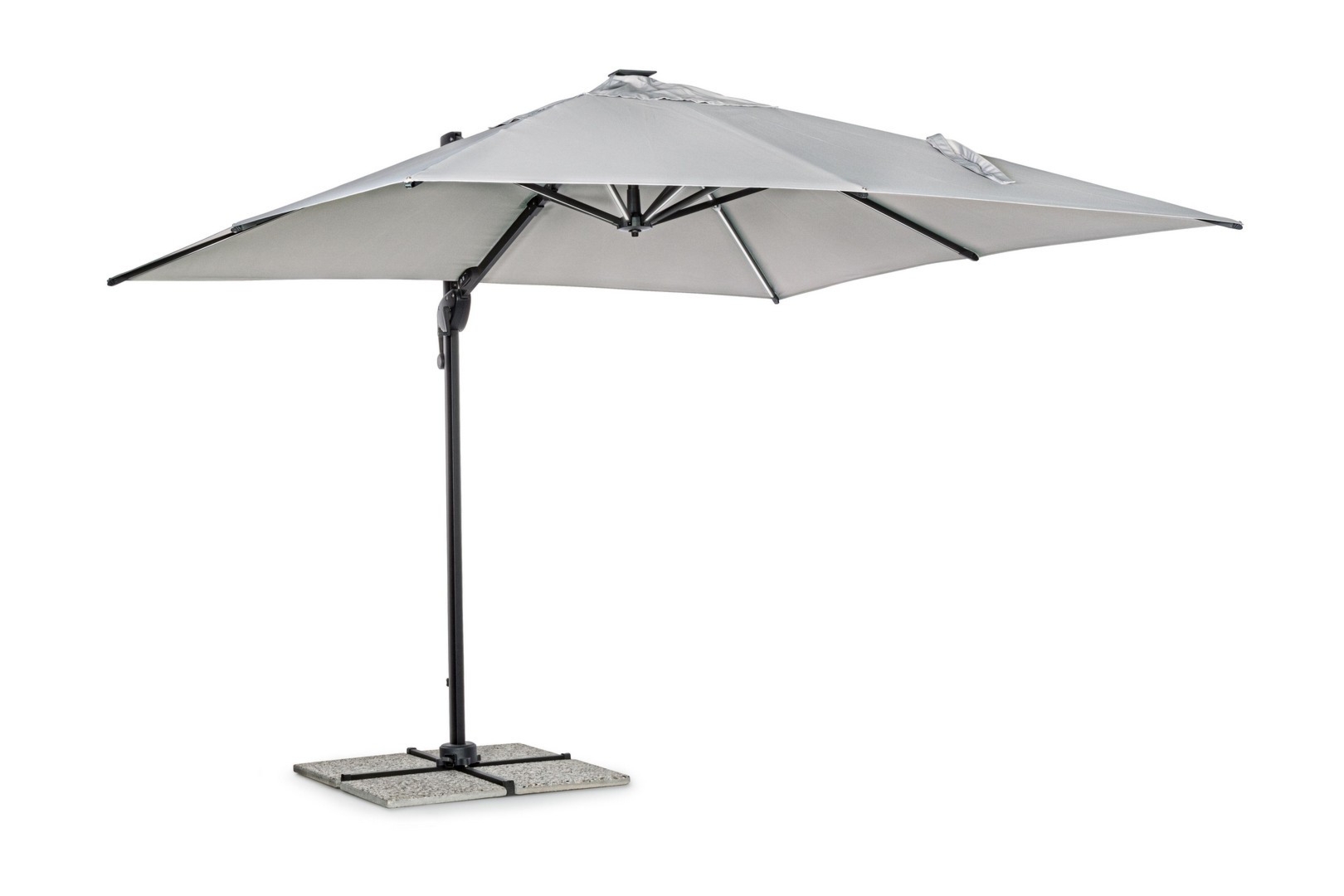 Parasol LED z nogą boczną INES antracytowo szary 300x300 aluminiowy Bizzotto