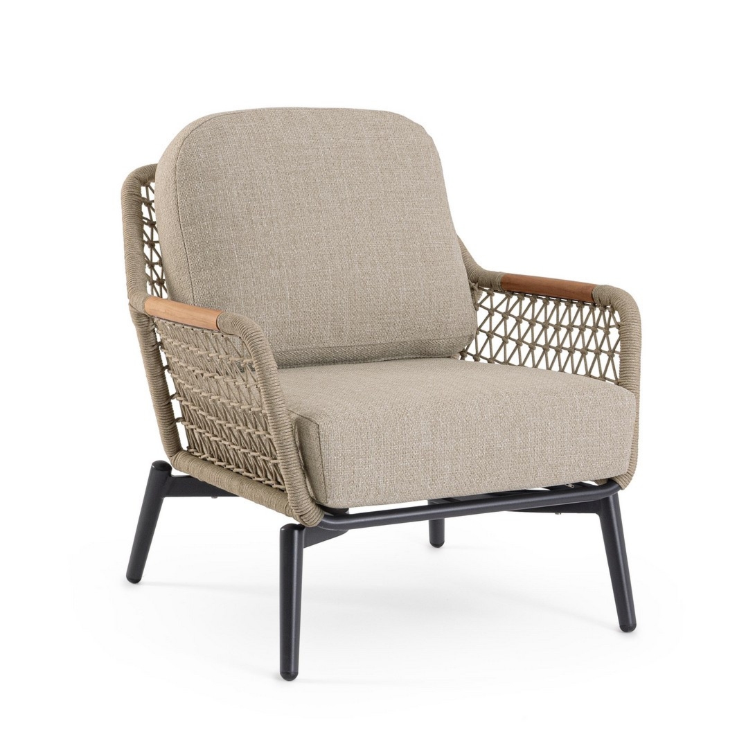 Krzesło ogrodowe EULERO antracyt-beż 75x98 olefin drewno teak Bizzotto