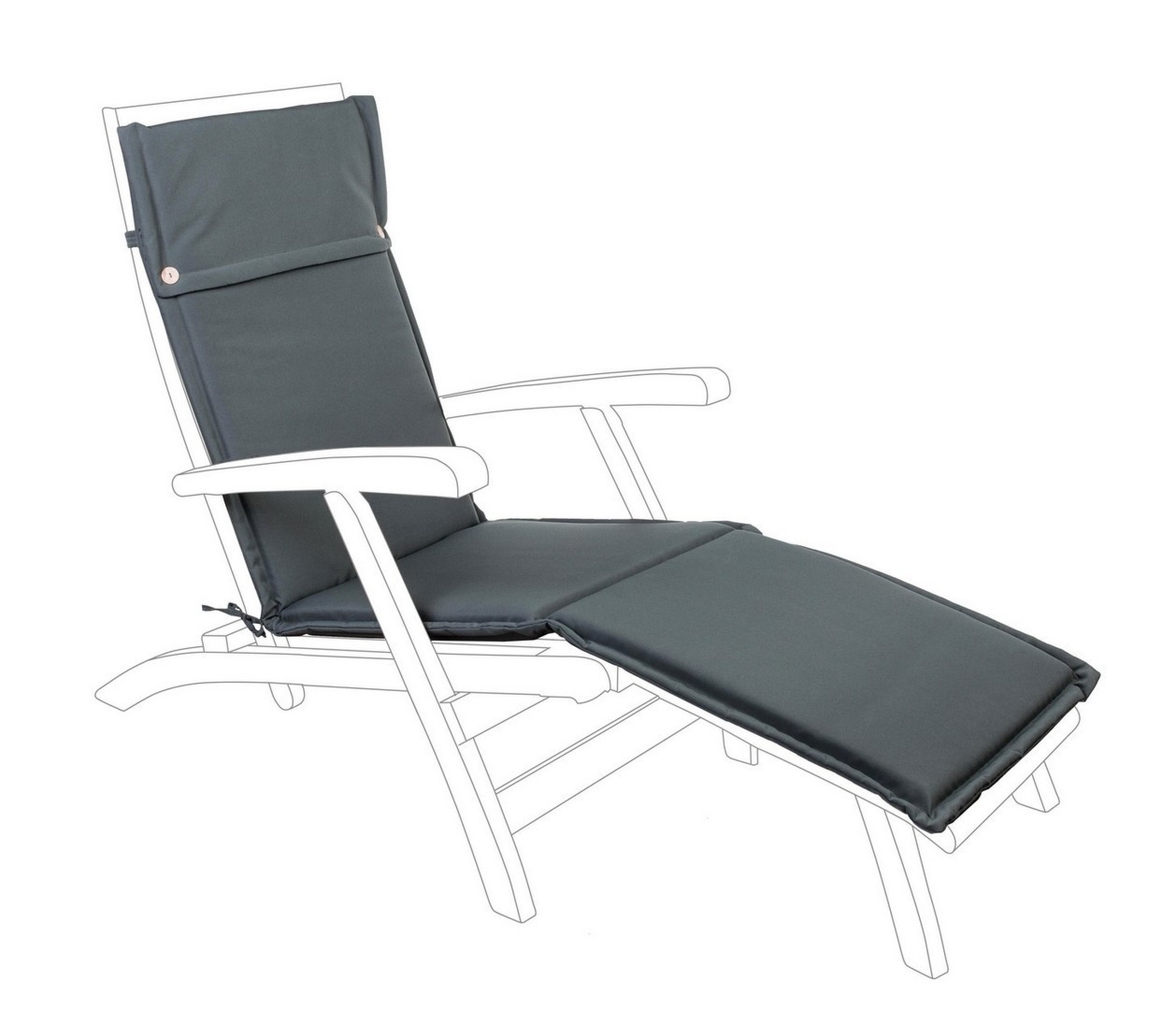 Poduszka na leżak CHARCOAL antracytowa 50x176 wodoodporna z poliestru Bizzotto