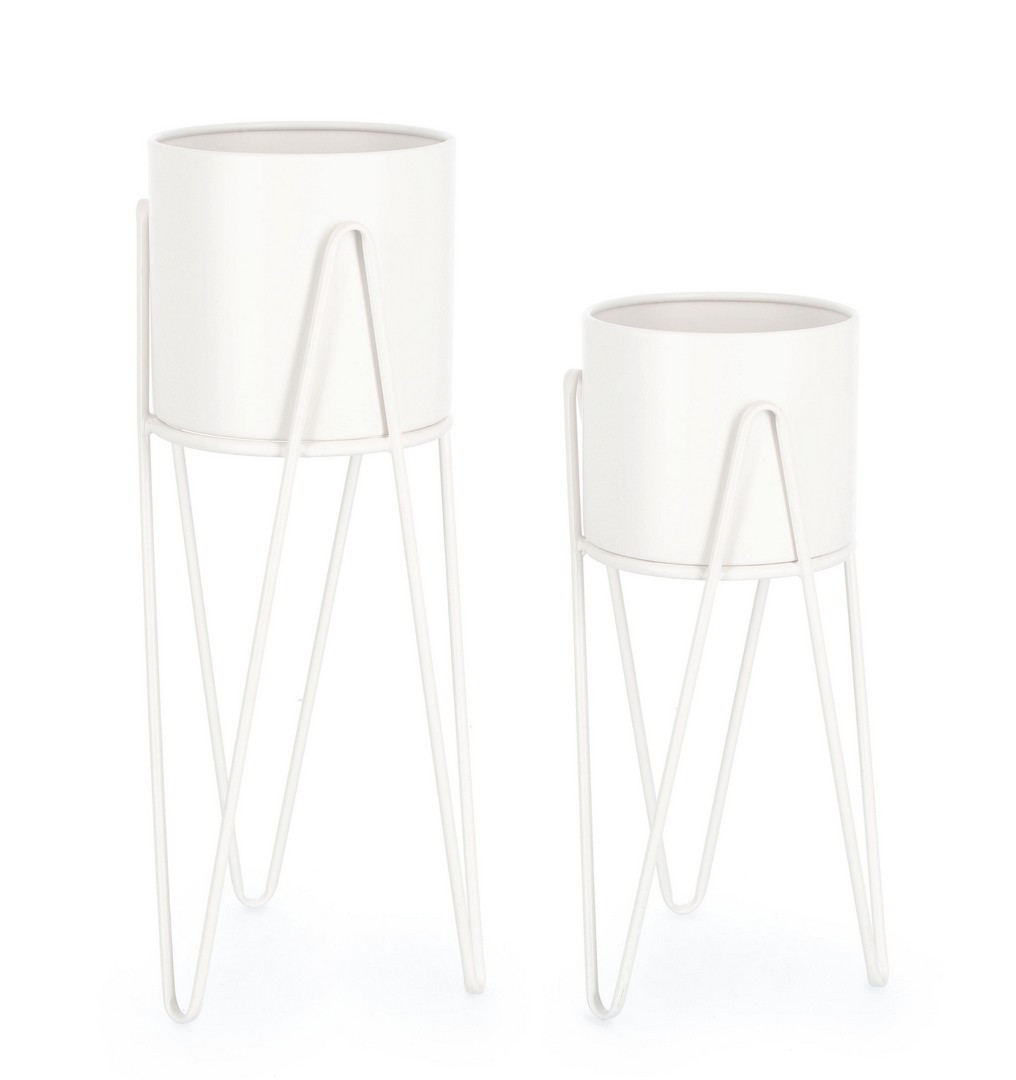 Zestaw stojaków na donice MADELYN biały Ø23,Ø21 stalowy Bizzotto